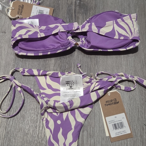 BillaBong Purple and Cream Bikini Set - Picture 4 of 4
